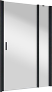 Дверь в нишу 110*189 см, правая, распашная с неподвижным элементом, профиль матовый черный, стекло прозрачное ZZ