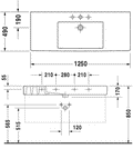Раковина 125х49хh13см, с 1 отв. для смесителя, без крепл., Vero ZZ
