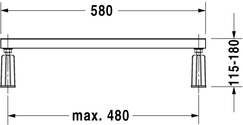 Ножки (2шт. комплект), h115-180мм, для поддонов и ванн с боковой длиной до 1000мм (для прямоуг.и шестиугольн.ванн), D-Code ZZ