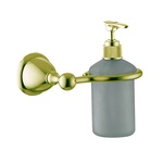 Дозатор для жидкого мыла  настенный, (стекло матовое, держатель цв. золото), Style ZZ