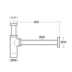 Сифон для раковины цилиндрический, 1 1/4, d32мм, (металл цв. хром), Ideal Standard ZZ