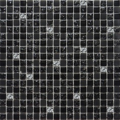 Мозаика Glass 2022 микс черный-черный колотый-черный матовый-платина XX|30х30