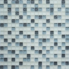 Мозаика Glass 579 микс белый матовый-серый светлый рельефный-темный серый рельефный ZZ|30х30