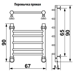 Полотенцесушитель ЛП (г2) 800x600 мм, электрический, ТЭН MEG справа, цвет хром ZZ