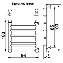 Полотенцесушитель "ЛП (г2) ВП" 1000x500 мм, с полкой, подключение 1"*3/4, установочный набор в комплекте, цв.бронза ZZ