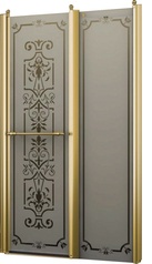 Дверь в нишу 1200хh1950мм, распашная во внутрь и наружу, с неподв.сегм., вход 521мм, правая/левая, (профиль цв. золото, стекло 6мм мат.с прозр.рисZZ