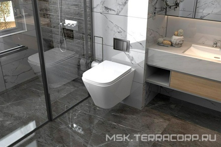 Комплект: унитаз подвесн безободковый, сиденье с микрол, цв.белый глян. инсталляция для подв.унитаза, крепёж, клавиша смыва цв.,черный мат, Rechtec ZZ Abber Rechteck AC1201-AC0105-AC0120MB