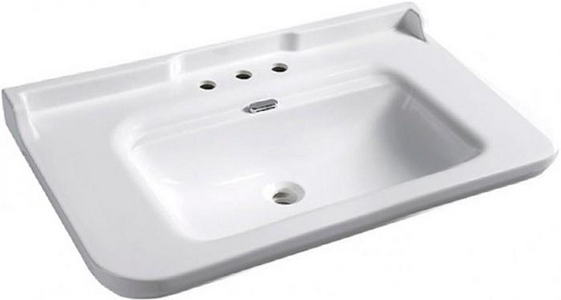 Раковина 100х55см, с 3 отв.д/смес., с переливом, без креплений к стене, заглушка отверстия перелива цв.хром в компл.,   ZZ Kerasan Waldorf 4142K1bi/cr*3