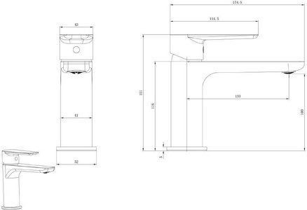 Смеситель для раковины, без д/к, (цв.хром),  Allen Brau Eclipse 5.E1A01-00