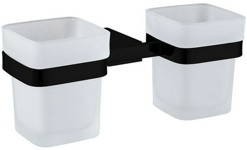 Стакан двойной, настенный, (стекло матовое, держат.цв.черный матовый),  ZZ Allen Brau Infinity 6.21003-31