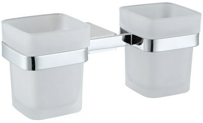 Стакан двойной, настенный, (стекло матовое, держат.цв.хром), Infinity ZZ