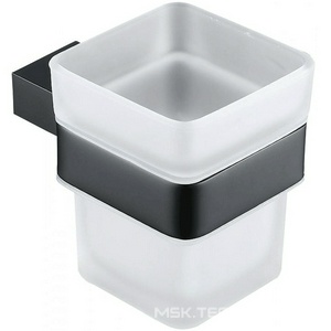 Стакан настенный, (стекло матовое, держат.цв.черный матовый),  ZZ Allen Brau Infinity 6.21002-31