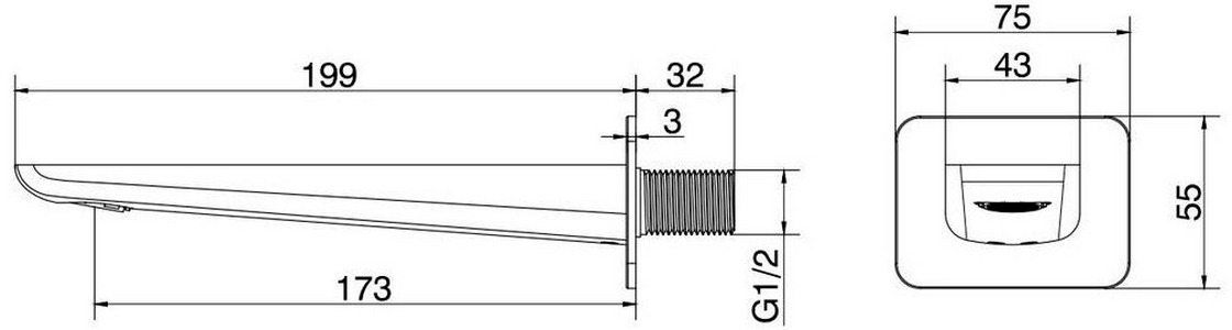 Излив для набора воды в ванну, встраиваемый в стену, 173мм, (цв.черный матовый),  ZZ Allen Brau Infinity 5.21020-31