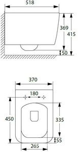 Унитаз подвесной 518х370мм, без сиденья, крепеж в компл., (цв.белый матовый),  ZZ Allen Brau Liberty 4.33007.21