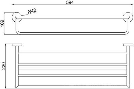 Полка для полотенец 594х220мм, (цв.хром),  ZZ Allen Brau Priority 6.31014-00