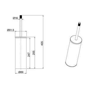 Ершик напольный в металлическом стакане, сталь (цв. черный матовый),  ZZ Allen Brau Priority 6.31009-31