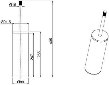 Ершик напольный в металлическом стакане, сталь (цв. хром),  ZZ Allen Brau Priority 6.31009-00