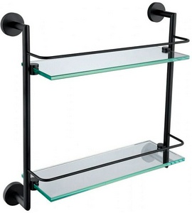 Полка двойная 418х408х138мм, (стекло прозрачное, держат.цв.черный матовый),  ZZ Allen Brau Priority 6.31015-31