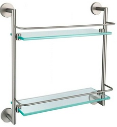 Полка двойная 418х408х138мм, (стекло прозрачное, держат.цв.браш.никель),  ZZ Allen Brau Priority 6.31015-BN