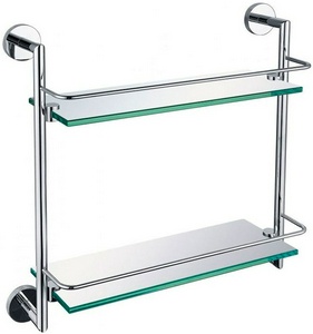 Полка двойная 418х408х138мм, (стекло прозрачное, держат.цв.хром),  ZZ Allen Brau Priority 6.31015-00