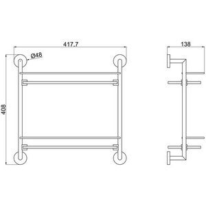 Полка двойная 418х408х138мм, (стекло прозрачное, держат.цв.хром),  ZZ Allen Brau Priority 6.31015-00