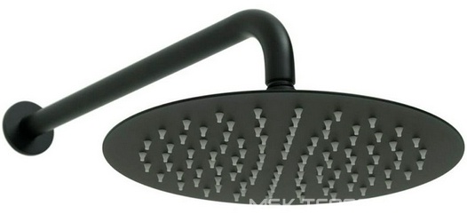 Душ верхний, стационарный, круглый d300мм, G 1/2, антикальц., стеновой кронштейн 430мм, (латунь цв.черный матовый), Priority ZZ