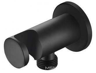 Кронштейн для ручного душа, совмещённый со шланговым подсоед. 1/2, (цв. черный матовый), Priority ZZ