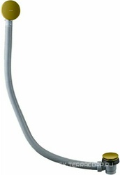 Слив-перелив удлинённый, крышка перелива и пробка слива Сlick-Clack, (латунь/пластик цв.золото браш.), БЕЗ гидрозатвора "колена", Priority Round ZZ