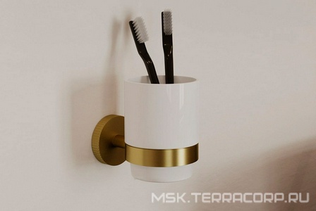 Стакан настенный, (керамика, держат.цв.золото браш.),  ZZ Allen Brau Priority 6.31002-GB