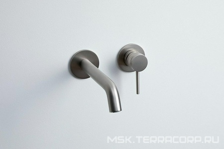 Смеситель для раковины, встраиваемый в стену, излив 195мм, встраив.часть в компл., (цв.графит браш.),  Allen Brau Priority 5.31030-MG