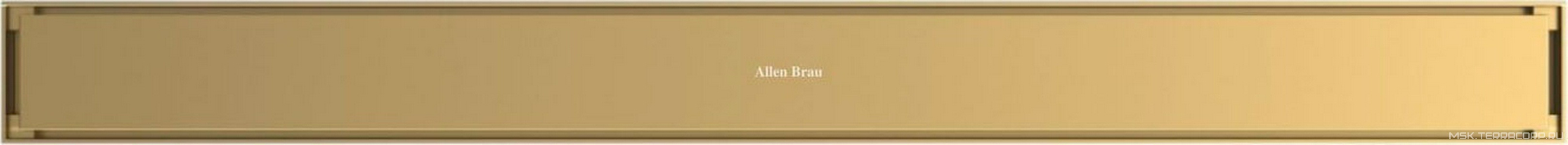 Дренажн.канал 750мм, готов.компл, сифон d50 выход вбок, затвор, 2х стор.решетка цв.золото браш. / под плитку,  Allen Brau Priority 9.50017.GB