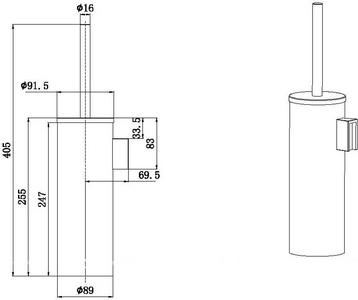 Ершик настенный, (цв.хром),  ZZ Allen Brau Priority 6.31A09-00