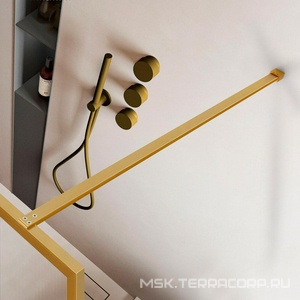 Душевая перегородка 1200хh2000мм, правая/левая, (стекло рифленое 8мм Easy Clean, укорачиваемый кронштейн 1200мм, фурнит.цв.брашир.золото), ZZ Vincea Walk-In VSW-1HP120FLBG