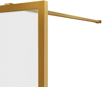 Душевая перегородка 1200хh2000мм, правая/левая, (стекло рифленое 8мм Easy Clean, укорачиваемый кронштейн 1200мм, фурнит.цв.брашир.золото), ZZ Vincea Walk-In VSW-1HP120FLBG