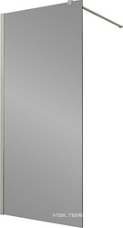 Душевая перегородка 800хh2000мм, правая/левая, (стекло прозрач.8мм, поперечн. укорачиваемый кронштейн 1200мм, фурнит. цв.браш.никель),  ZZ Vincea Walk-In VSW-1H800CLBN