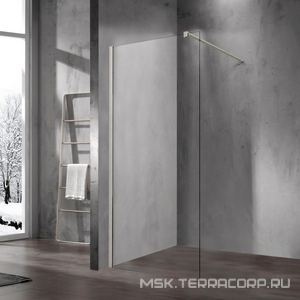 Душевая перегородка 800хh2000мм, правая/левая, (стекло прозрач.8мм, поперечн. укорачиваемый кронштейн 1200мм, фурнит. цв.браш.никель),  ZZ Vincea Walk-In VSW-1H800CLBN