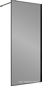 Душевая перегородка 900хh2000мм, правая/левая, (стекло прозрачное 8мм Easy Clean, укорачиваемый кронштейн 1200мм, фурнит.цв.черный матов),  ZZ Vincea Walk-In VSW-1HS900CLB