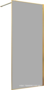 Душевая перегородка 800хh2000мм, правая/левая, (стекло прозрачное 8мм Easy Clean, укорачиваемый кронштейн 1200мм, фурнит.цв.браш.золото),  ZZ Vincea Walk-In VSW-1HS800CLG