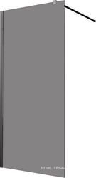 Душевая перегородка 1200хh2000мм, правая/левая, (стекло тонированное 8мм, поперечн. укорачиваемый кронштейн 1200мм, фурнит.цв.ворон.сталь),  ZZ Vincea Walk-In VSW-1HR120CGGM