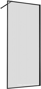 Душевая перегородка 900хh2000мм, правая/левая, (стекло рифленое 8мм Easy Clean, укорачиваемый кронштейн 1200мм, фурнит.цв.черный матовый),  ZZ Vincea Walk-In VSW-1HP900FLB