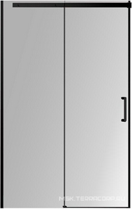 Дверь для душа, в нишу 1300хh2000мм, раздвиж, 1 дверь, 1 неподв.секция, правая/левая, (стекло прозрач.8мм Easy Clean, фурн.цв.черный матовый),  ZZ Vincea Dice VDS-4D130CLB