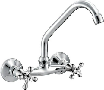 Смеситель для кухни, настенный с поворотным изливом, (цв.хром), 107 ZZ Latuno 105 L10709