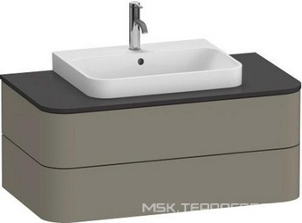 Тумба подвесная 1000х550 мм, 2 выдвижных ящика, (для ракаовины или консоли), (цв.92 каменно-серый шелковисто-матовый), Happy D2 Plus ZZ Duravit Happy D.2 Plus HP497109292