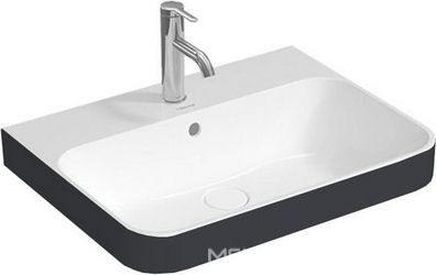 Раковина на столешницу 600х460х135мм, с переливом, с д/к с керамич. покр-ем, крепёж в компл. ( цвет-внутри белый, снаружи антарцит) ZZ Duravit Happy D.2 Plus 2360606100