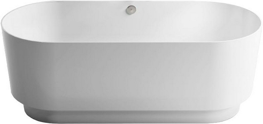 Ванна отдельностоящая 1700x750xh630мм, без слива-перелива, SOLID SURFACE цв.белый мат.полностью, Аквариус ZZ