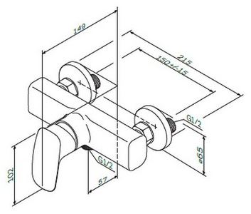 Смеситель для ванны/душа , с установочным комплектом, БЕЗ аксессуаров, хром AMPM Spirit 2.1 F71A10000