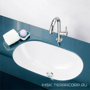 Раковина встраиваемая снизу, 530х320мм, без отв.д/смесит., с переливом, крепёж в компл., (цв. 01 белый),  Villeroy & Boch O.Novo 41625001