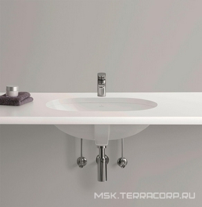 Раковина встраиваемая снизу, 530х320мм, без отв.д/смесит., с переливом, крепёж в компл., (цв. 01 белый),  Villeroy & Boch O.Novo 41625001