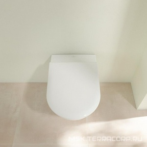 Унитаз подвесной 370х560мм, безободковый, скрытый крепёж "SupraFix", сиденье Slim с микролифтом в компл.,(цв.R1 White cer+),  Villeroy & Boch Subway 2.0 5614R2R1
