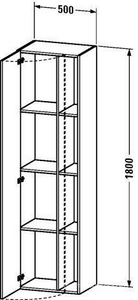 Пенал 500хh1800х360мм, 1 распашная дверца, 3 полки, петли справа, (цв. 52 Европейский дуб),  ZZ Duravit DuraStyle DS 1249 52 R